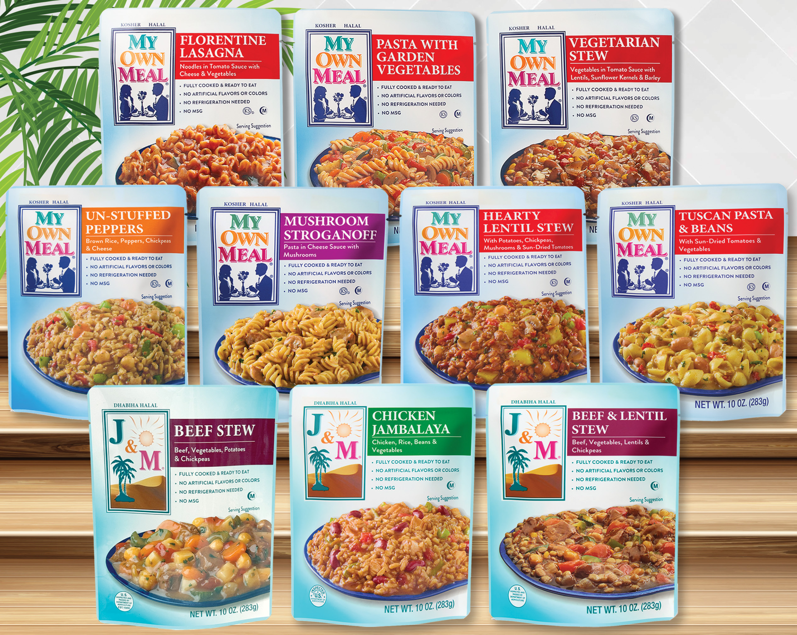 Halal_Group_Pouches_Jan2025 J&M halal certified shelf stable meal pouches